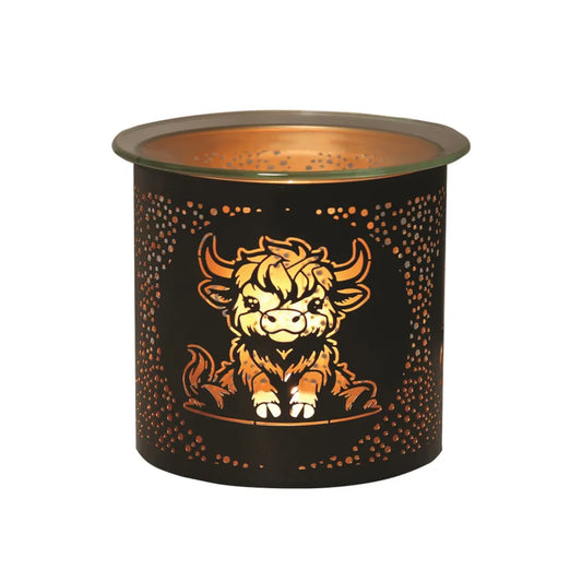 Tealight Wax Melter and Candle Holder - Black & Gold Silhouette Melter Highland Cow
