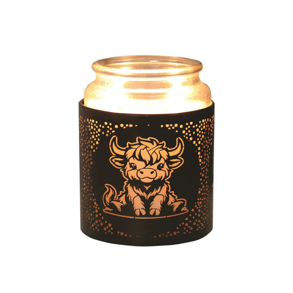 Tealight Wax Melter and Candle Holder - Black & Gold Silhouette Melter Highland Cow
