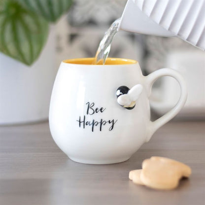 3D Bee Happy Rounded Mug - Simply Melted3D Bee Happy Rounded Mug