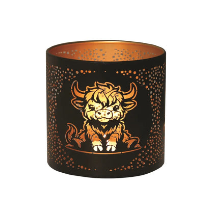 Tealight Wax Melter and Candle Holder - Black & Gold Silhouette Melter Highland Cow