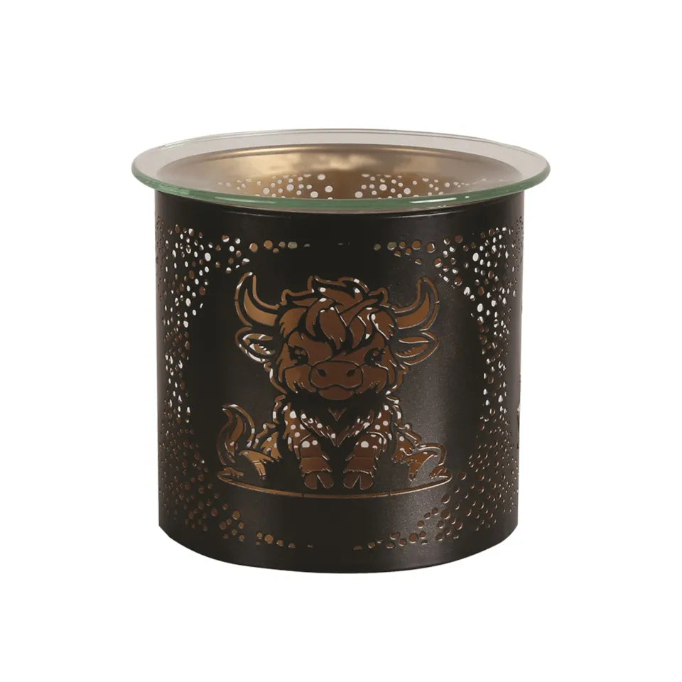 Tealight Wax Melter and Candle Holder - Black & Gold Silhouette Melter Highland Cow