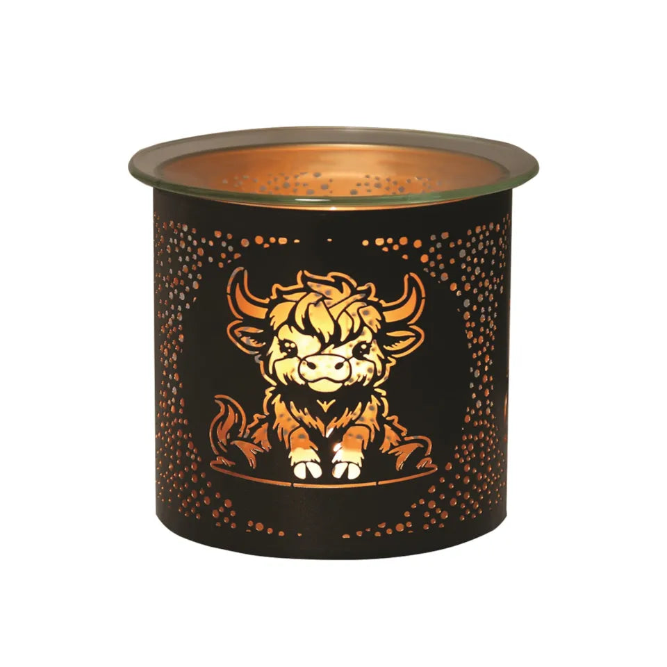 Tealight Wax Melter and Candle Holder - Black & Gold Silhouette Melter Highland Cow