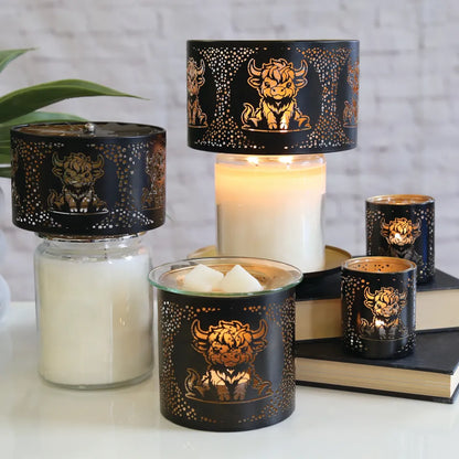 Tealight Wax Melter and Candle Holder - Black & Gold Silhouette Melter Highland Cow