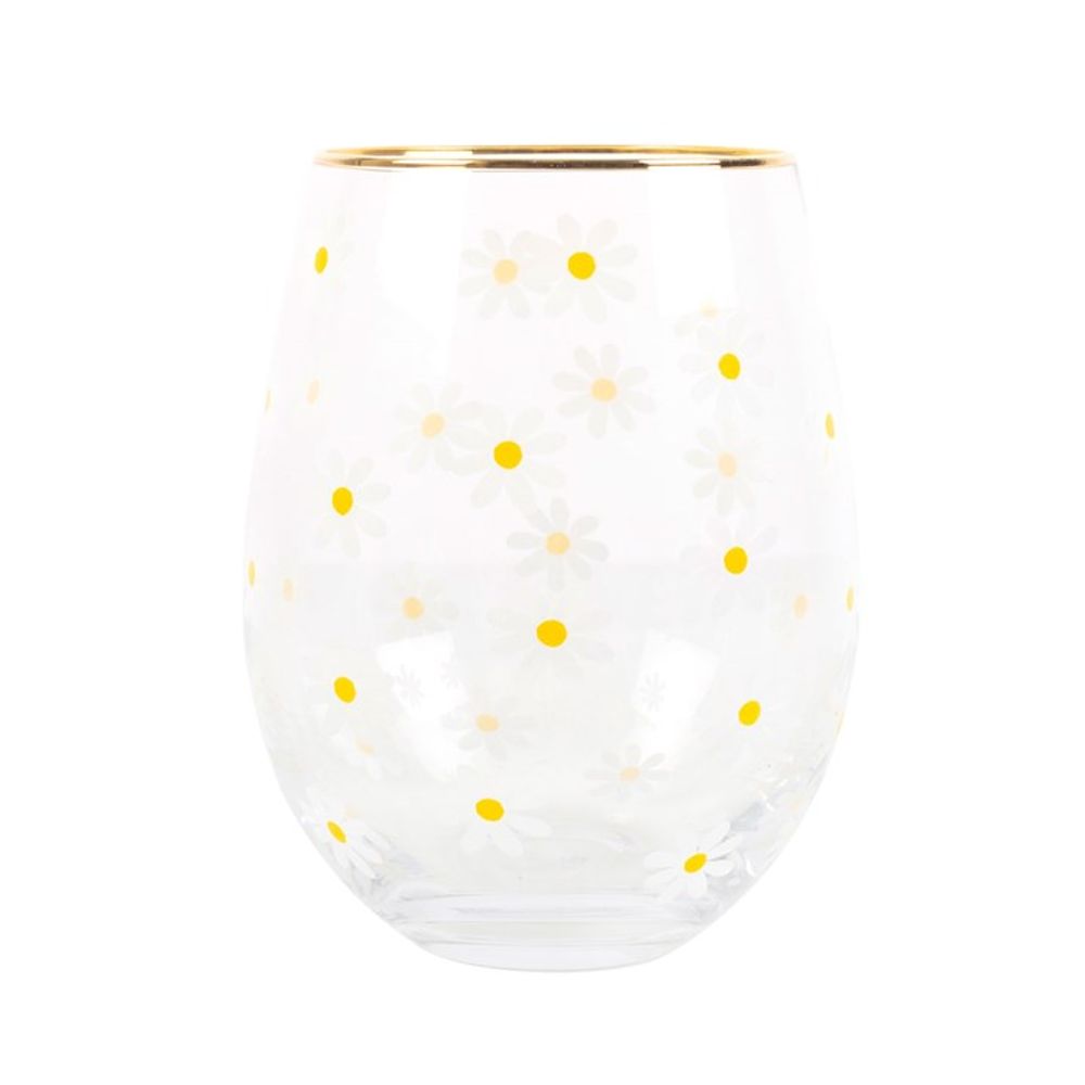 All Over Daisy Print Stemless Wine Glass - Simply MeltedAll Over Daisy Print Stemless Wine Glass