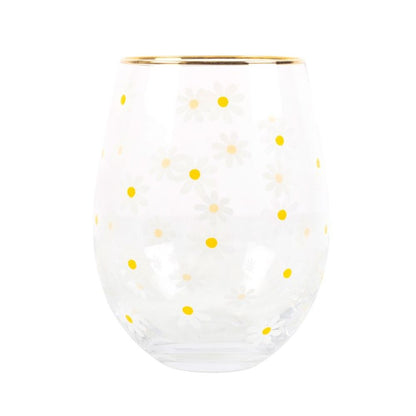 All Over Daisy Print Stemless Wine Glass - Simply MeltedAll Over Daisy Print Stemless Wine Glass