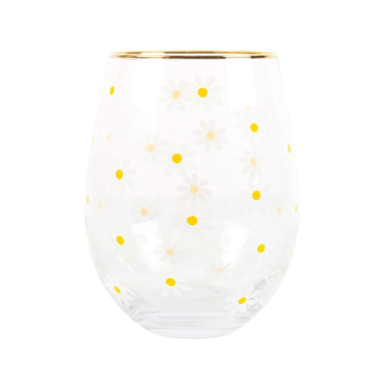 All Over Daisy Print Stemless Wine Glass - Simply MeltedAll Over Daisy Print Stemless Wine Glass