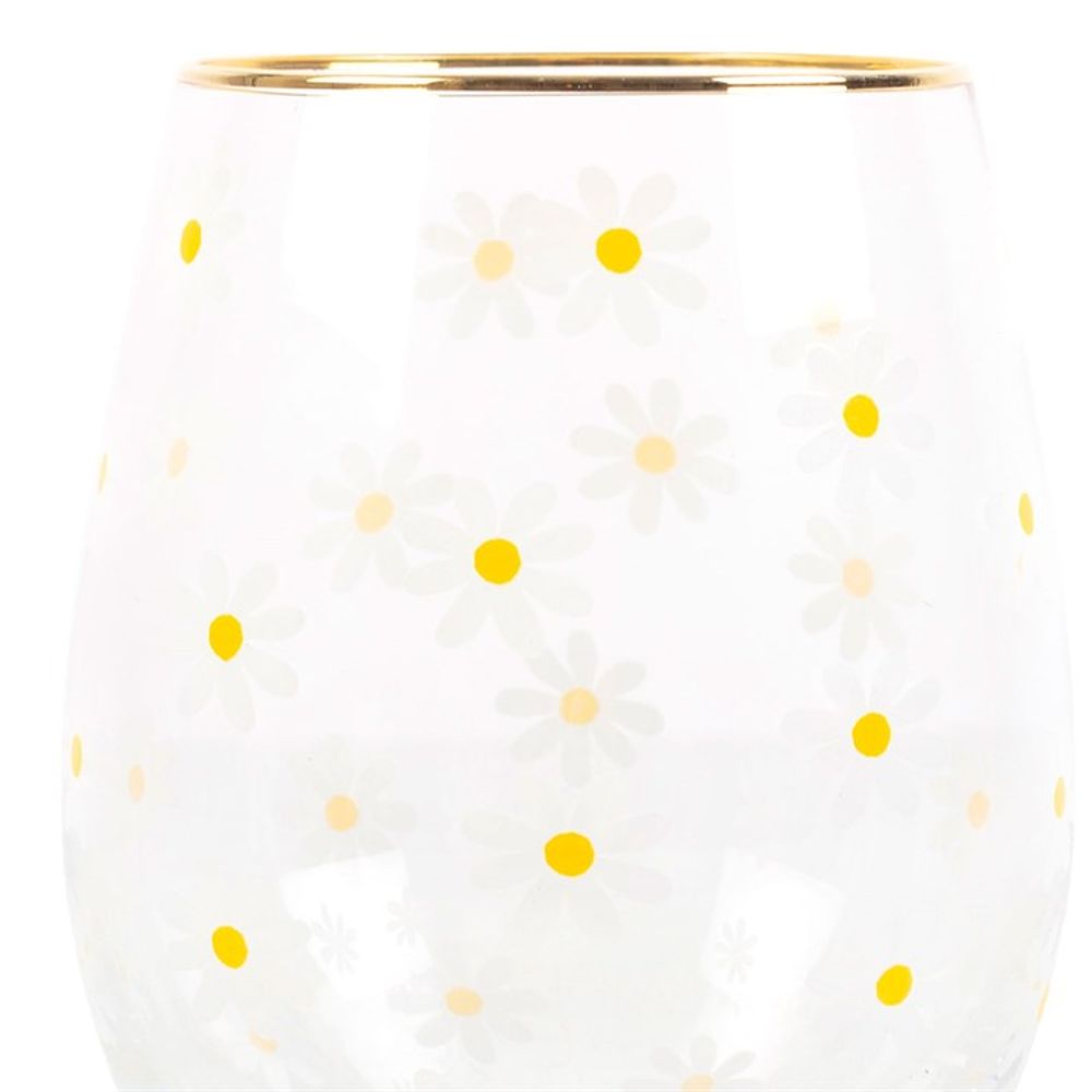 All Over Daisy Print Stemless Wine Glass - Simply MeltedAll Over Daisy Print Stemless Wine Glass