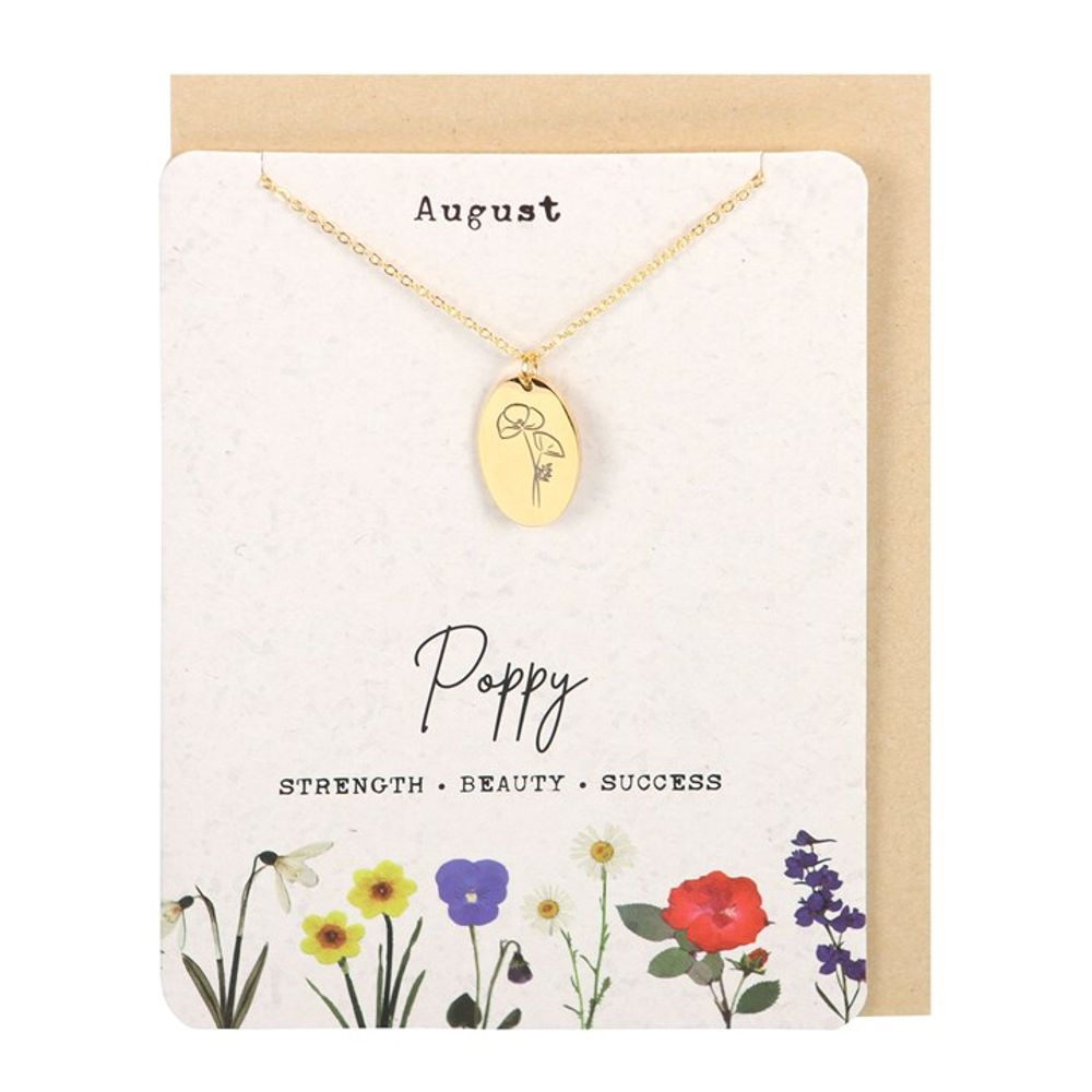 August Poppy Birth Flower Necklace Card - Simply MeltedAugust Poppy Birth Flower Necklace Card