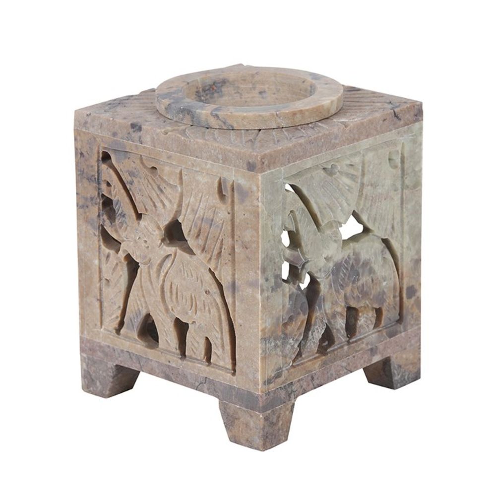 Carved Elephant Soapstone Oil Burner - Simply MeltedCarved Elephant Soapstone Oil Burner