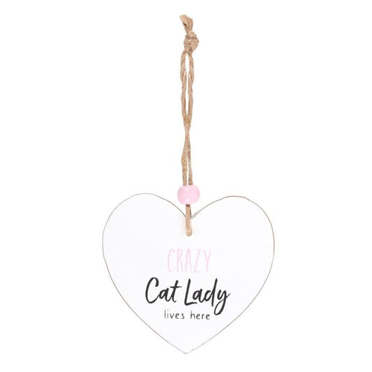 Crazy Cat Lady Hanging Heart Sentiment Sign - Simply MeltedCrazy Cat Lady Hanging Heart Sentiment Sign