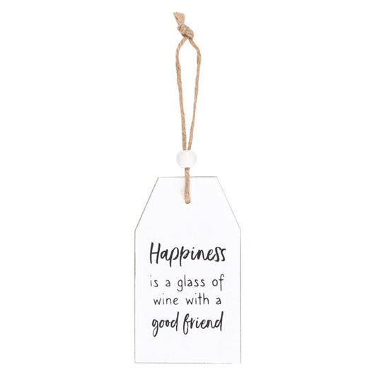 Happiness Is A Glass Of Wine Hanging Sentiment Sign - Simply MeltedHappiness Is A Glass Of Wine Hanging Sentiment Sign