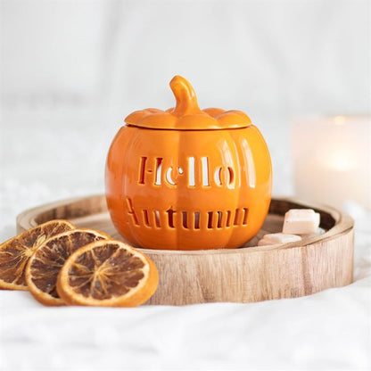 Hello Autumn Pumpkin Oil Burner - Simply MeltedHello Autumn Pumpkin Oil Burner