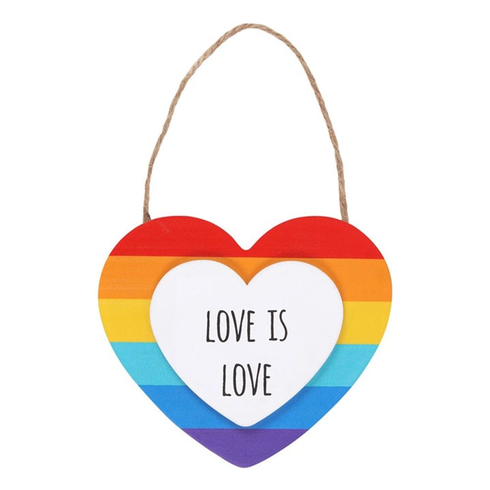 Love Is Love Hanging Rainbow Heart Sign - Simply MeltedLove Is Love Hanging Rainbow Heart Sign