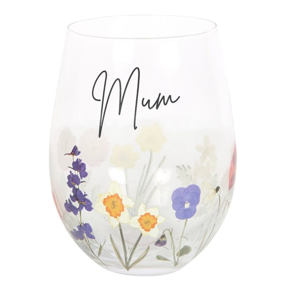 Mum Wildflower Stemless Glass - Simply MeltedMum Wildflower Stemless Glass