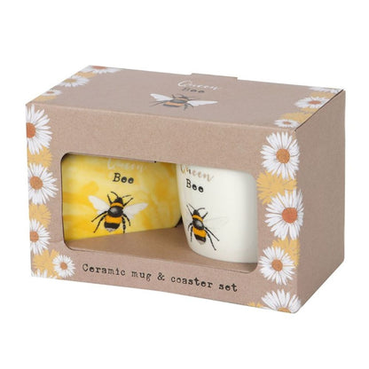 Queen Bee Ceramic Mug and Coaster Set - Simply MeltedQueen Bee Ceramic Mug and Coaster Set