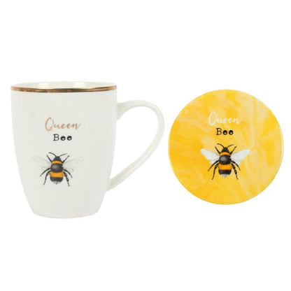 Queen Bee Ceramic Mug and Coaster Set - Simply MeltedQueen Bee Ceramic Mug and Coaster Set