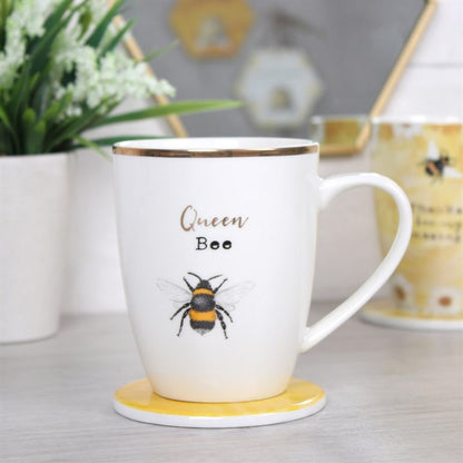 Queen Bee Ceramic Mug and Coaster Set - Simply MeltedQueen Bee Ceramic Mug and Coaster Set