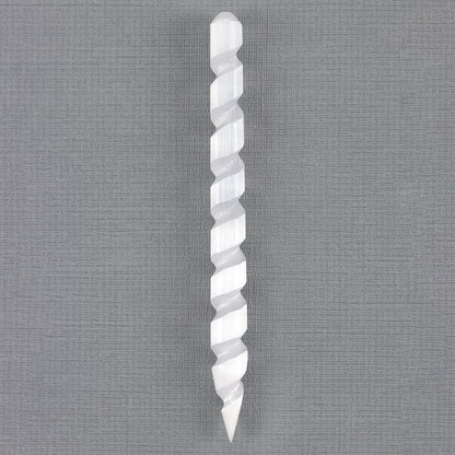 Round Point Selenite Spiral Wand - Simply MeltedRound Point Selenite Spiral Wand