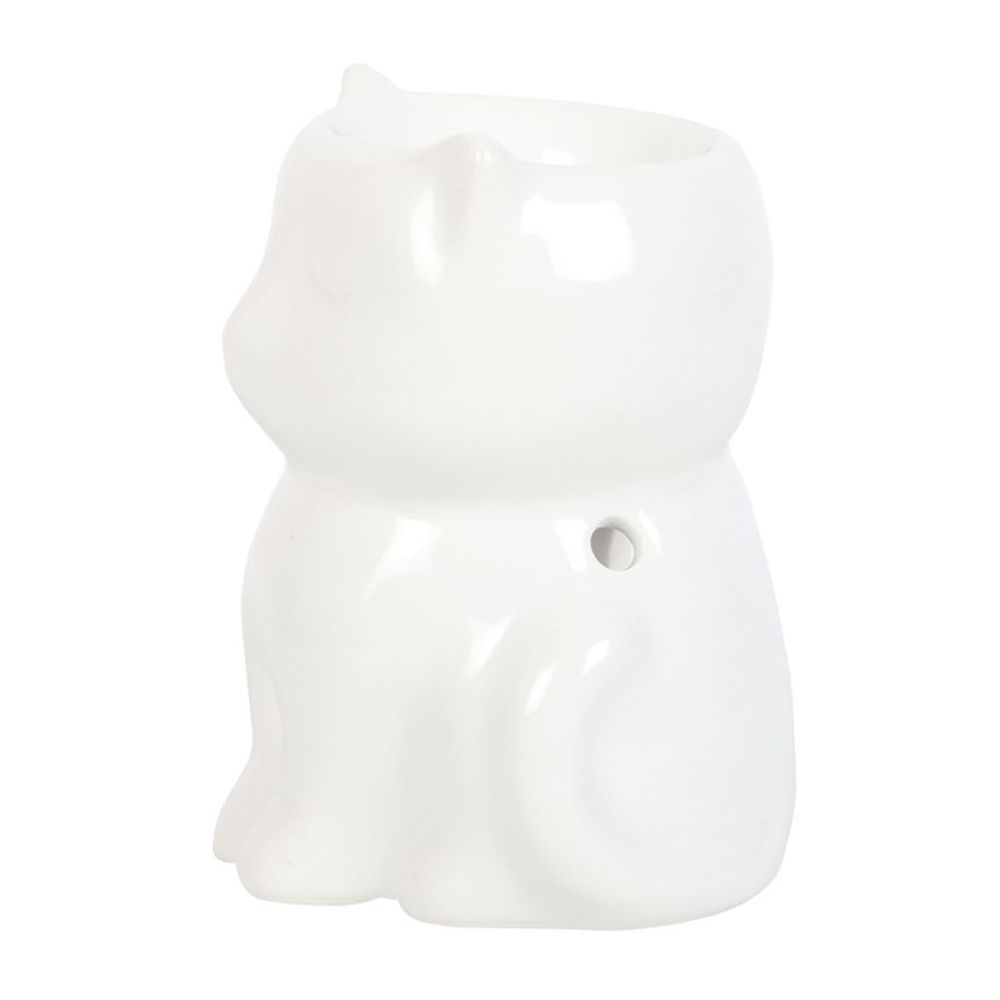 Shiny White Cat Oil Burner - Simply MeltedShiny White Cat Oil Burner