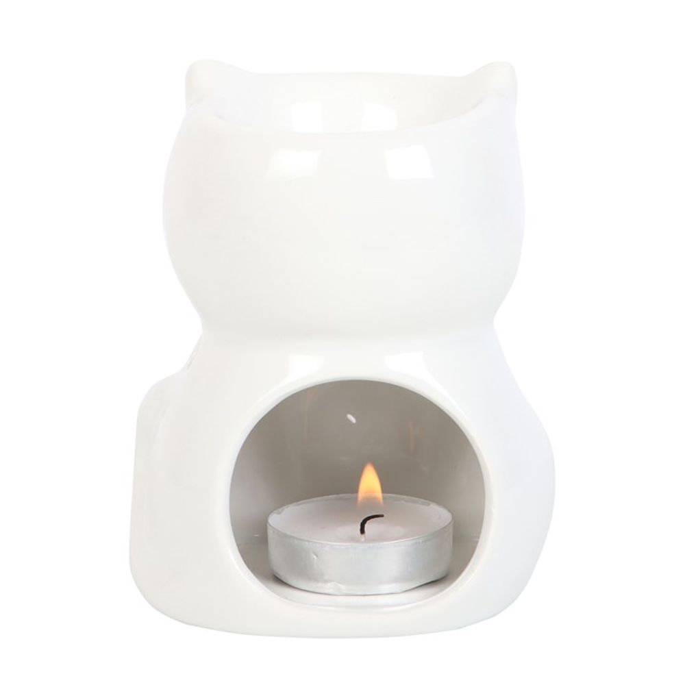 Shiny White Cat Oil Burner - Simply MeltedShiny White Cat Oil Burner