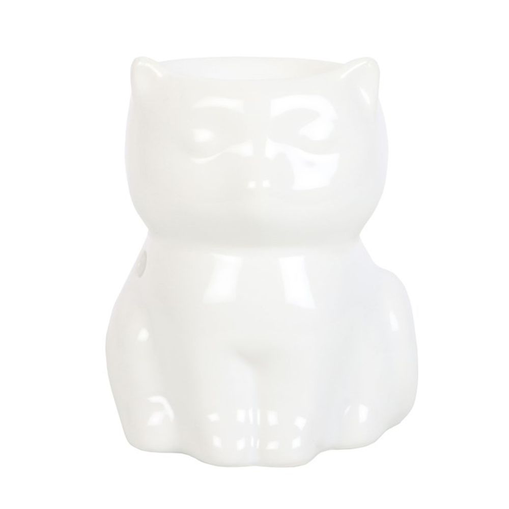 Shiny White Cat Oil Burner - Simply MeltedShiny White Cat Oil Burner