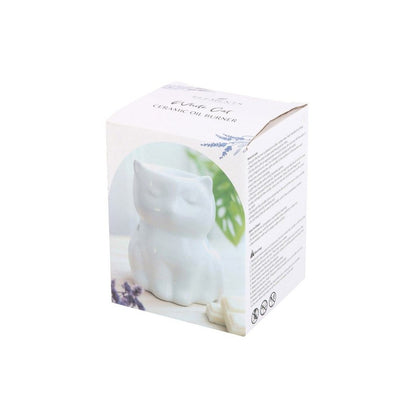 Shiny White Cat Oil Burner - Simply MeltedShiny White Cat Oil Burner