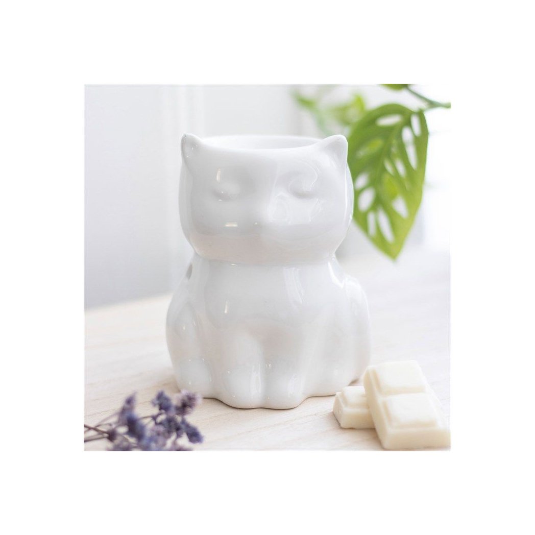 Shiny White Cat Oil Burner - Simply MeltedShiny White Cat Oil Burner