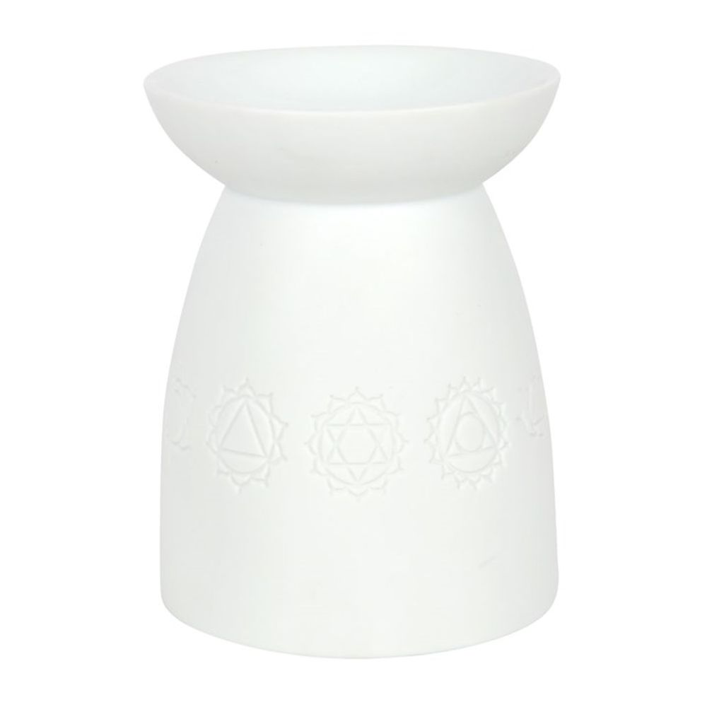 White Ceramic Seven Chakra Oil Burner - Simply MeltedWhite Ceramic Seven Chakra Oil Burner