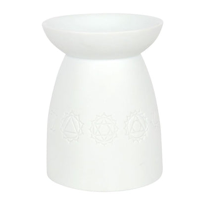 White Ceramic Seven Chakra Oil Burner - Simply MeltedWhite Ceramic Seven Chakra Oil Burner