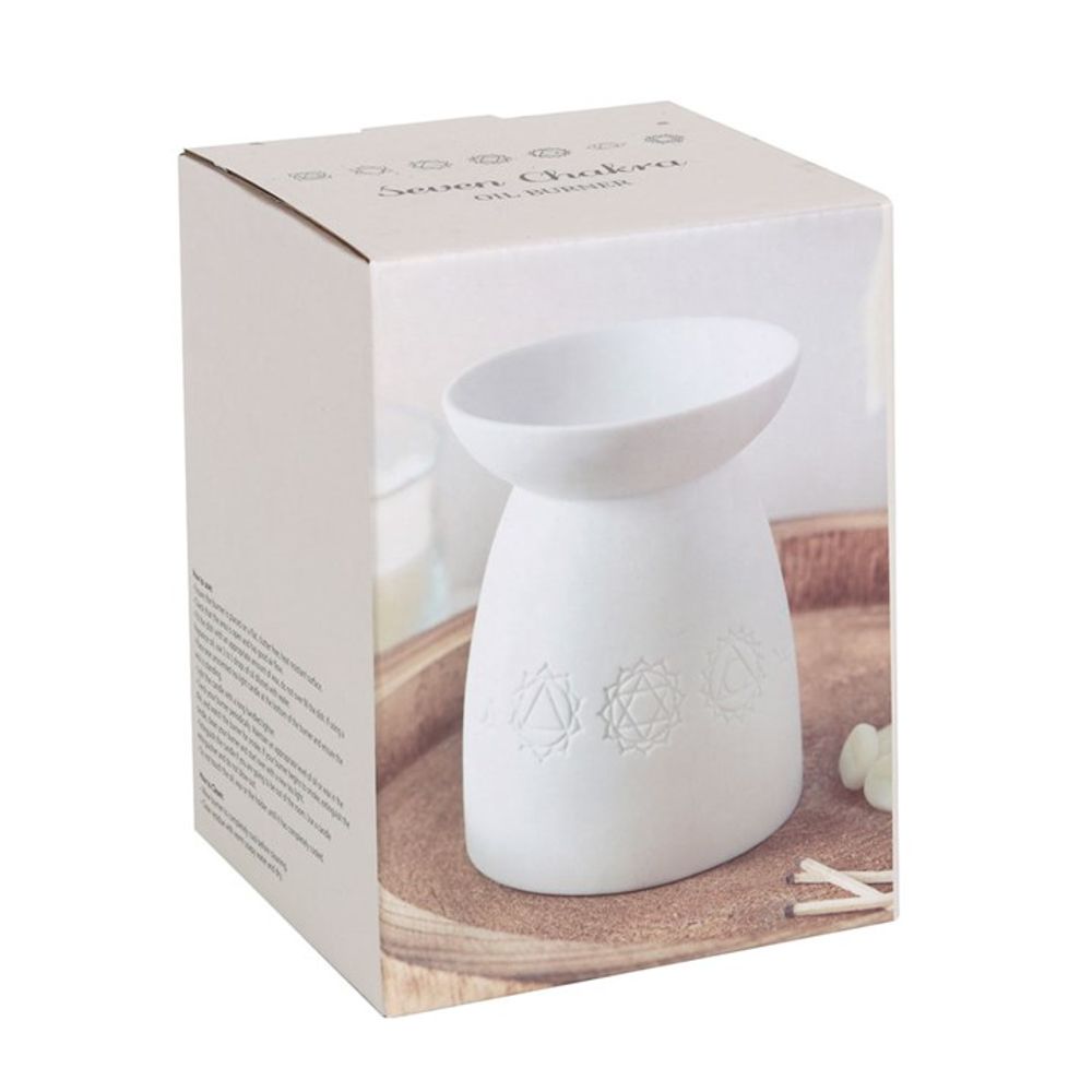 White Ceramic Seven Chakra Oil Burner - Simply MeltedWhite Ceramic Seven Chakra Oil Burner