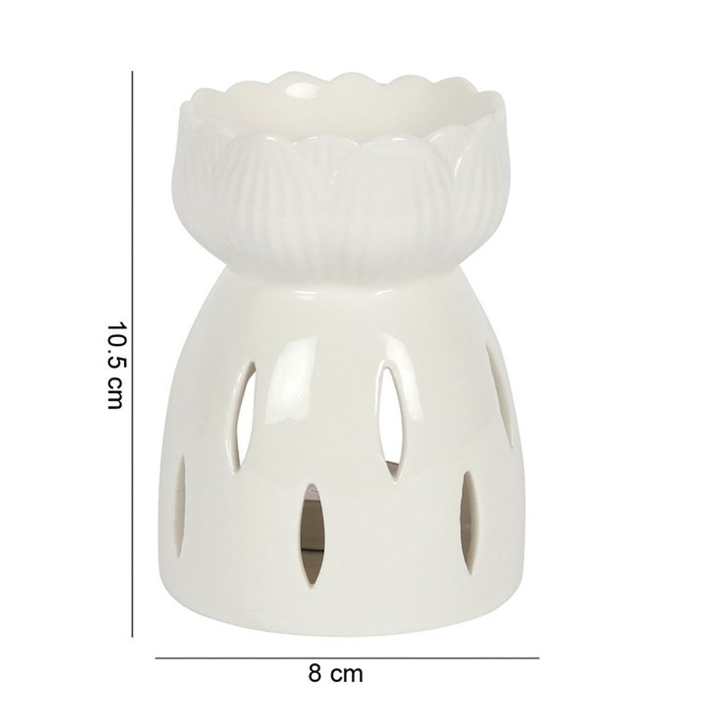 White Gloss Lotus Flower Oil Burner - Simply MeltedWhite Gloss Lotus Flower Oil Burner