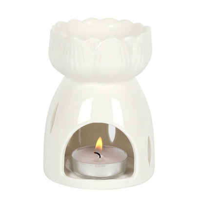 White Gloss Lotus Flower Oil Burner - Simply MeltedWhite Gloss Lotus Flower Oil Burner