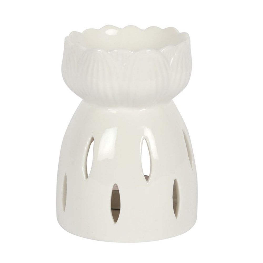 White Gloss Lotus Flower Oil Burner - Simply MeltedWhite Gloss Lotus Flower Oil Burner