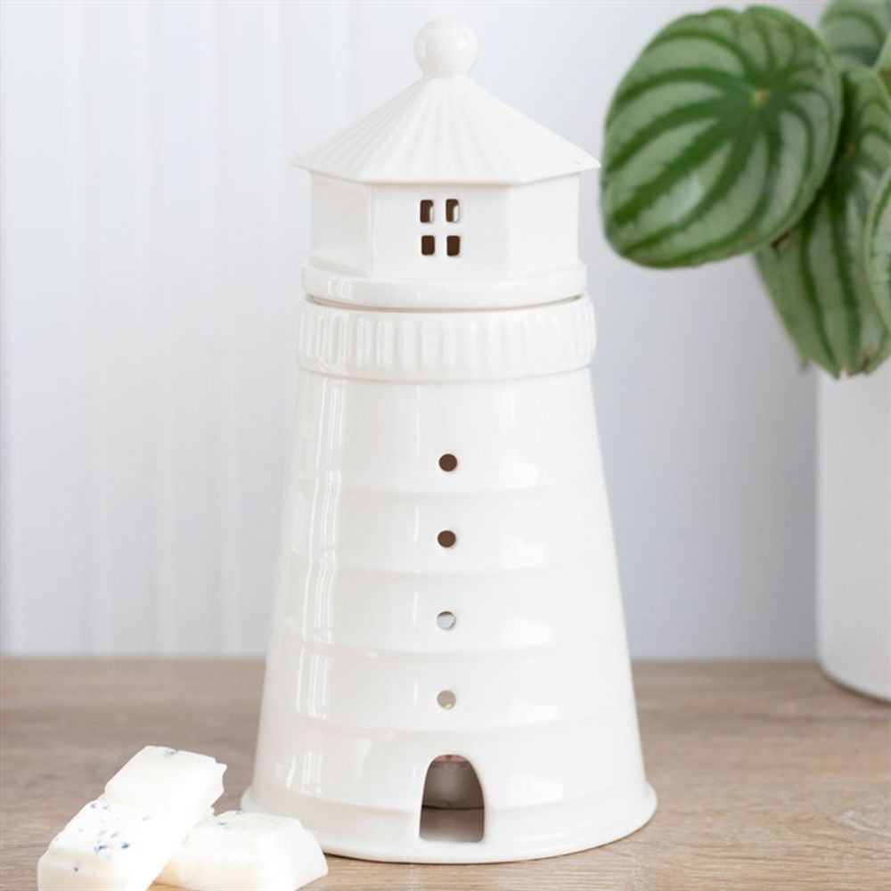 White Lighthouse Oil Burner - Simply MeltedWhite Lighthouse Oil Burner