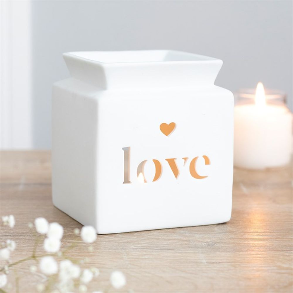 White Love Cut Out Oil Burner - Simply MeltedWhite Love Cut Out Oil Burner