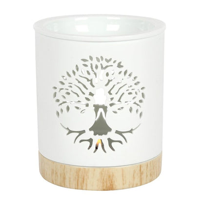 White Tree of Life Cut Out Oil Burner - Simply MeltedWhite Tree of Life Cut Out Oil Burner