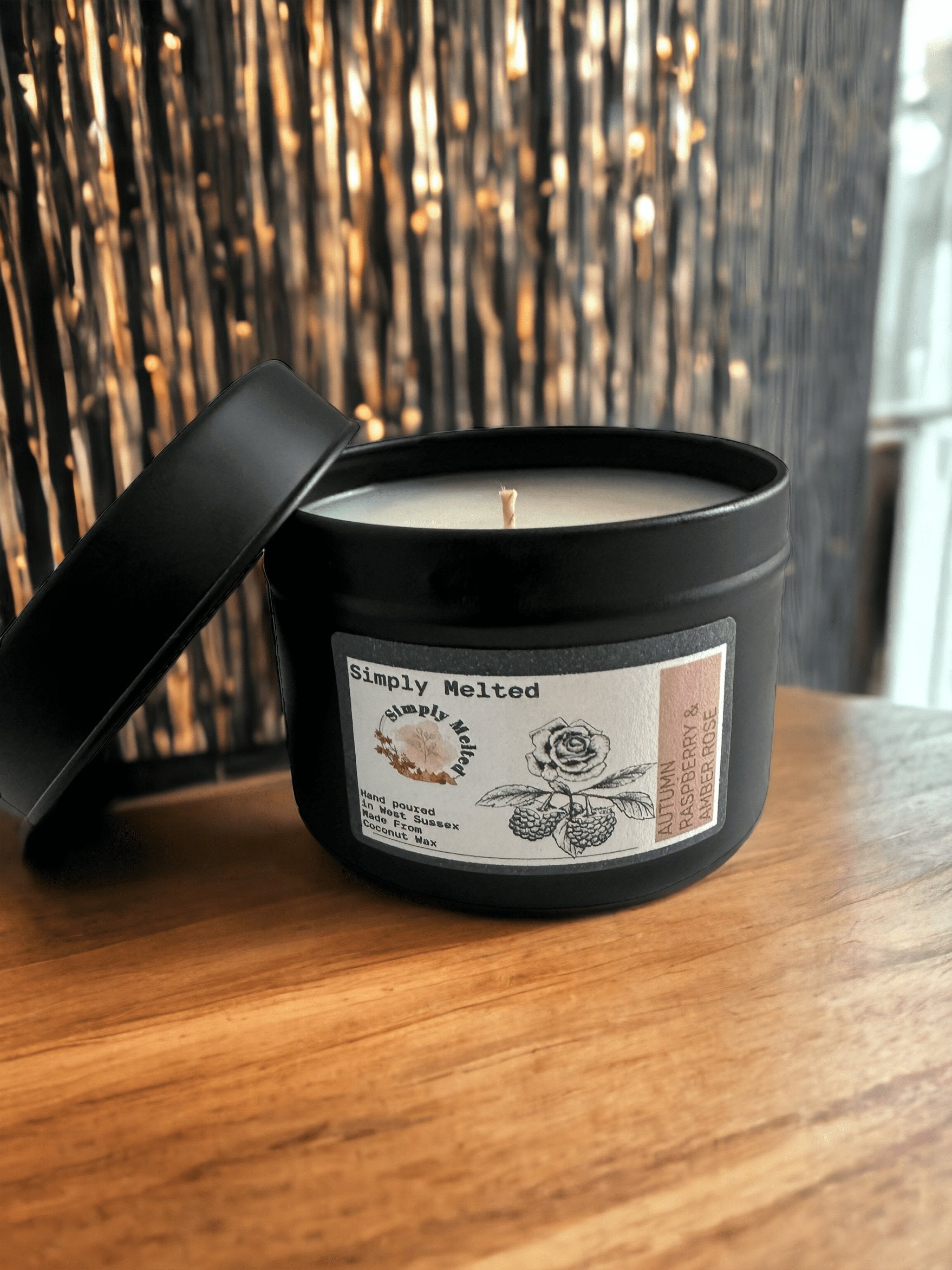 Autumn Raspberry & Amber Rose Tin Candle - Simply Melted