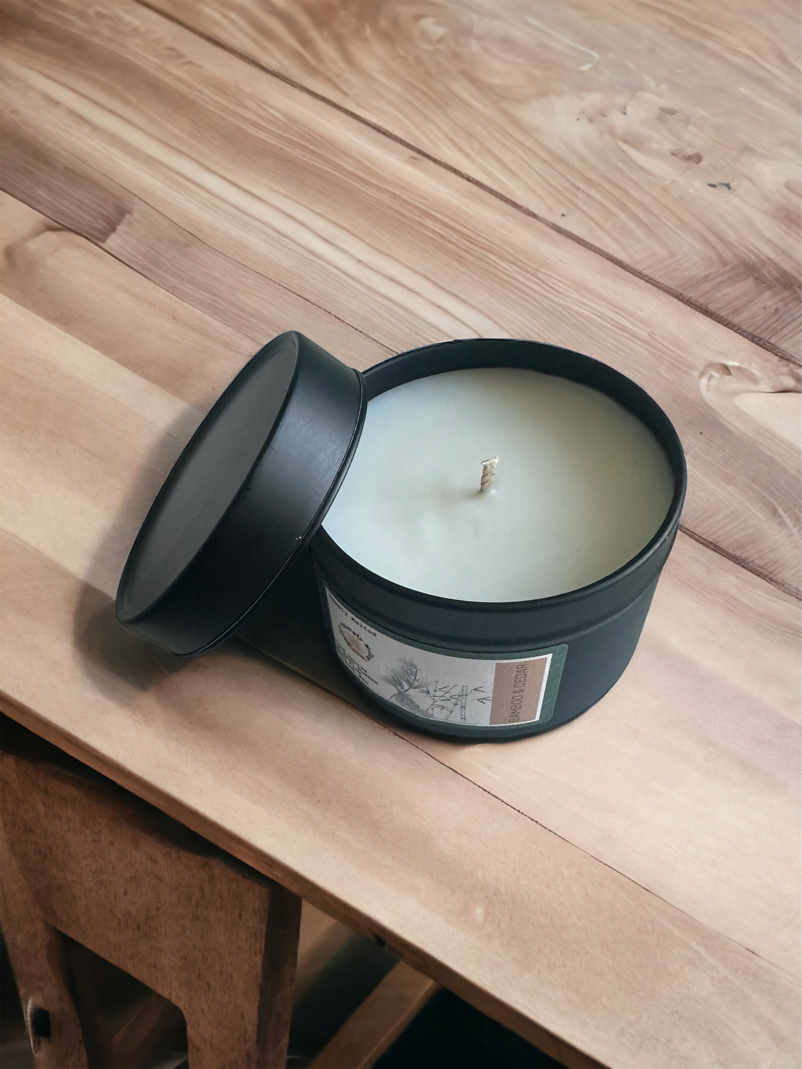 Bamboo & Cedar Candle in a Tin - Simply Melted