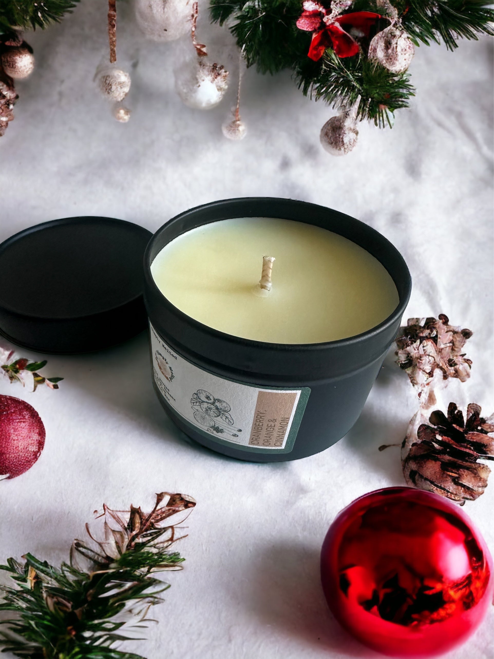 Cranberry, Orange & Cinnamon Candle in a Tin - Simply Melted