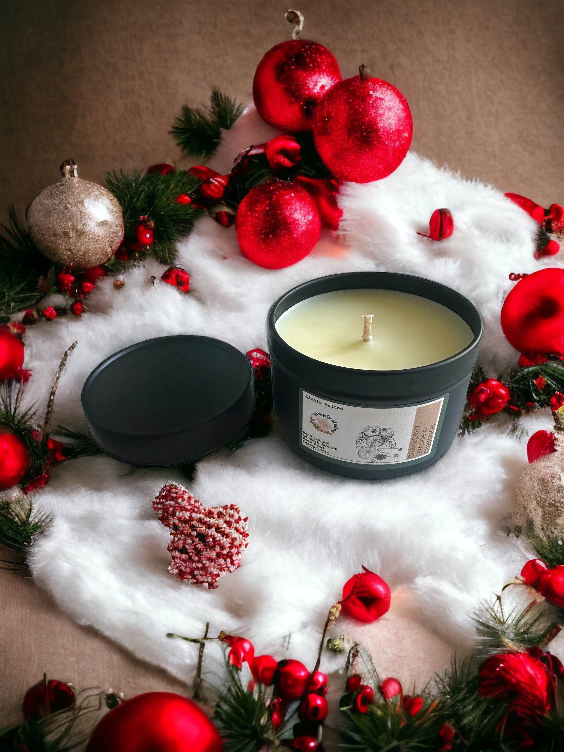 Cranberry, Orange & Cinnamon Candle in a Tin - Simply Melted
