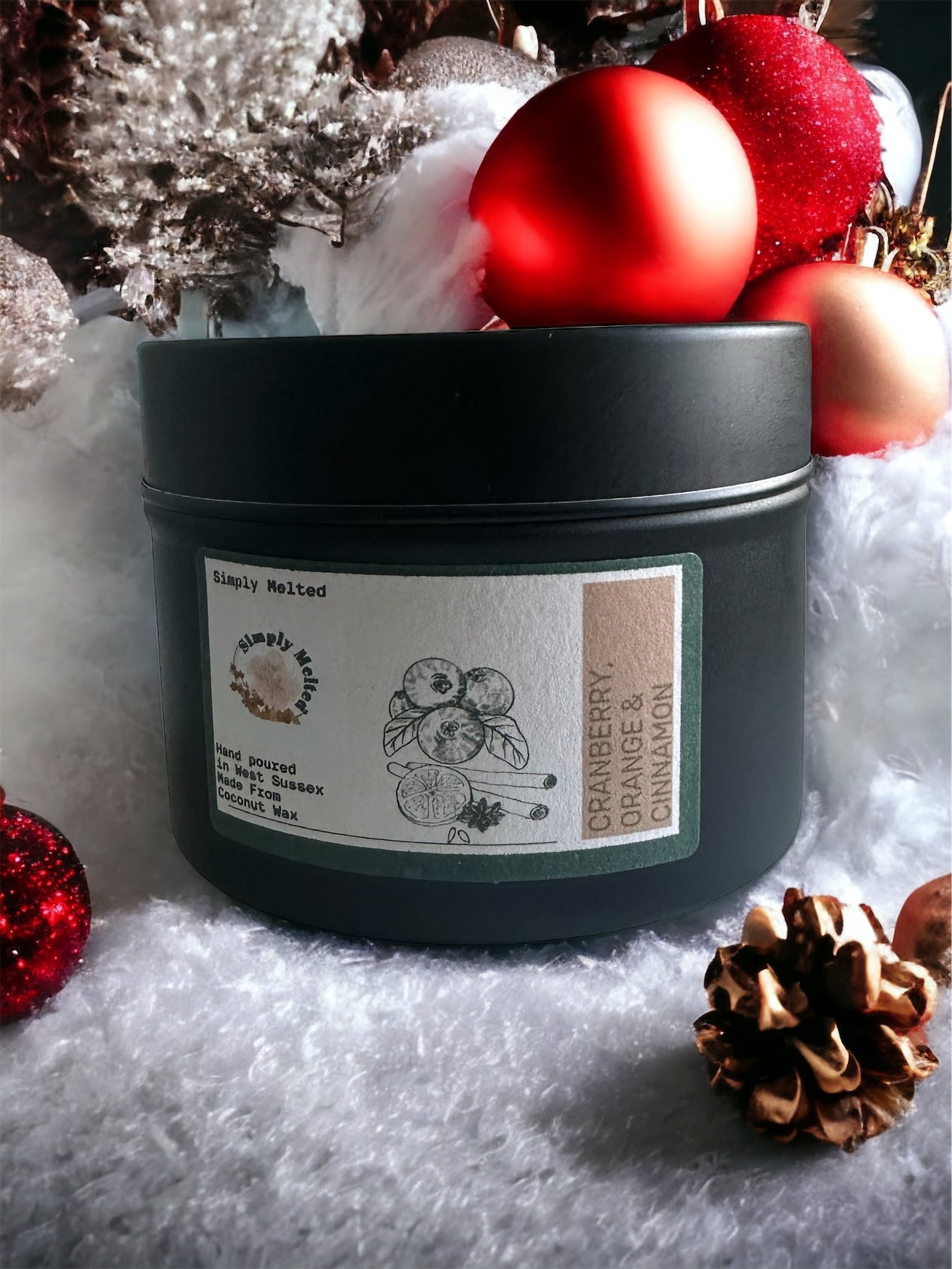 Cranberry, Orange & Cinnamon Candle in a Tin - Simply Melted