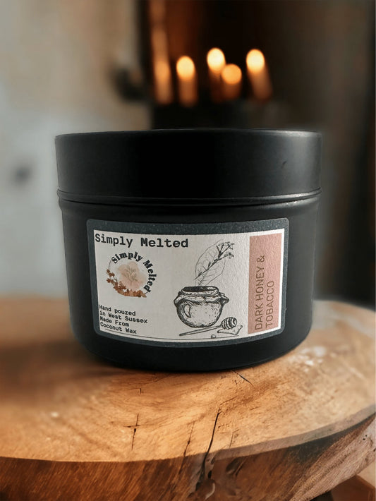 Dark Honey & Tobacco Tin Candle - Simply Melted