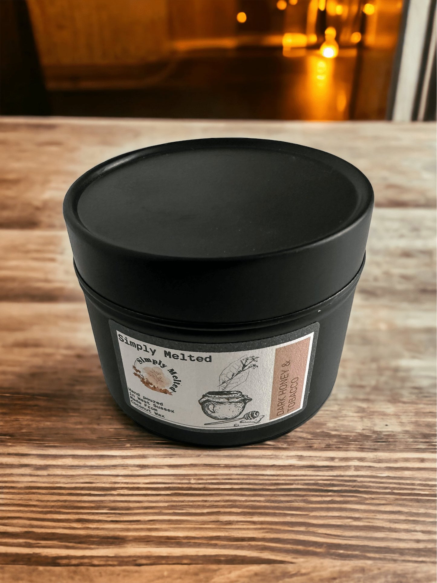 Dark Honey & Tobacco Tin Candle - Simply Melted