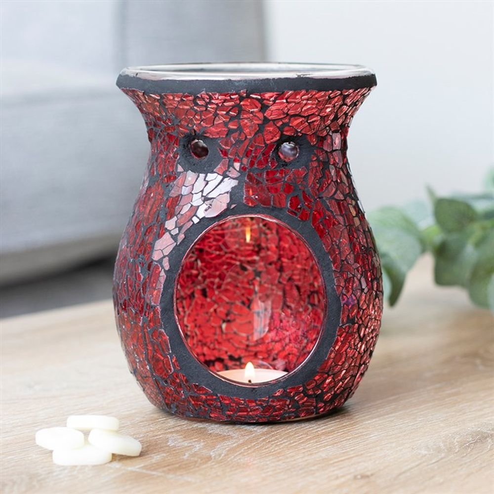 Large Red Crackle Glass Oil Burner - Simply Melted