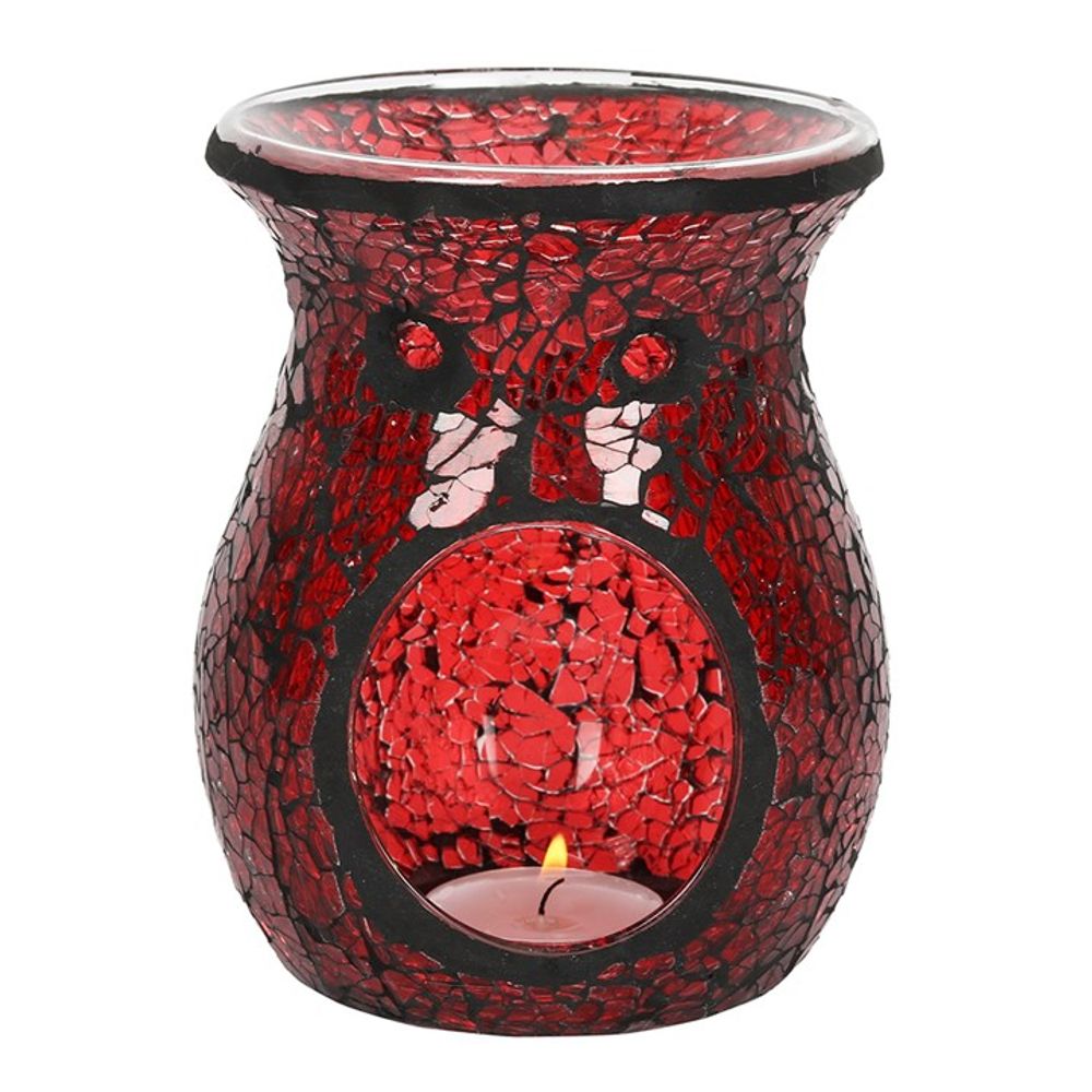 Large Red Crackle Glass Oil Burner - Simply Melted