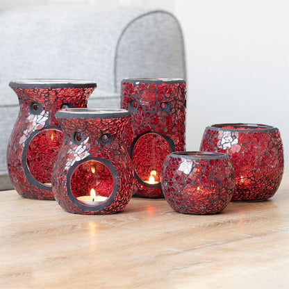 Large Red Crackle Glass Oil Burner - Simply Melted