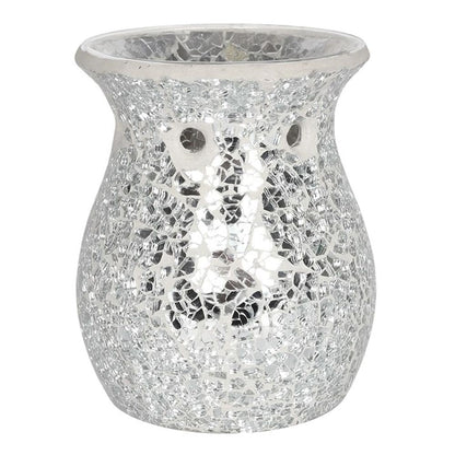 Large Silver Crackle Oil Burner - Simply Melted