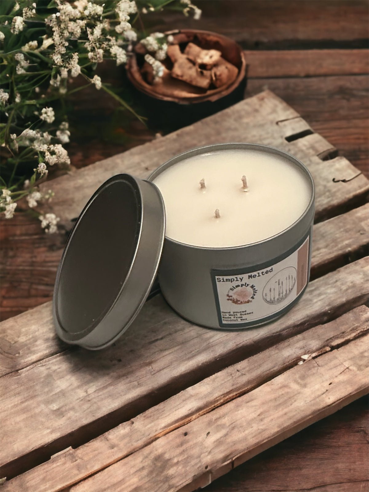 Lavender Three Wick Candle in a Tin - Simply Melted