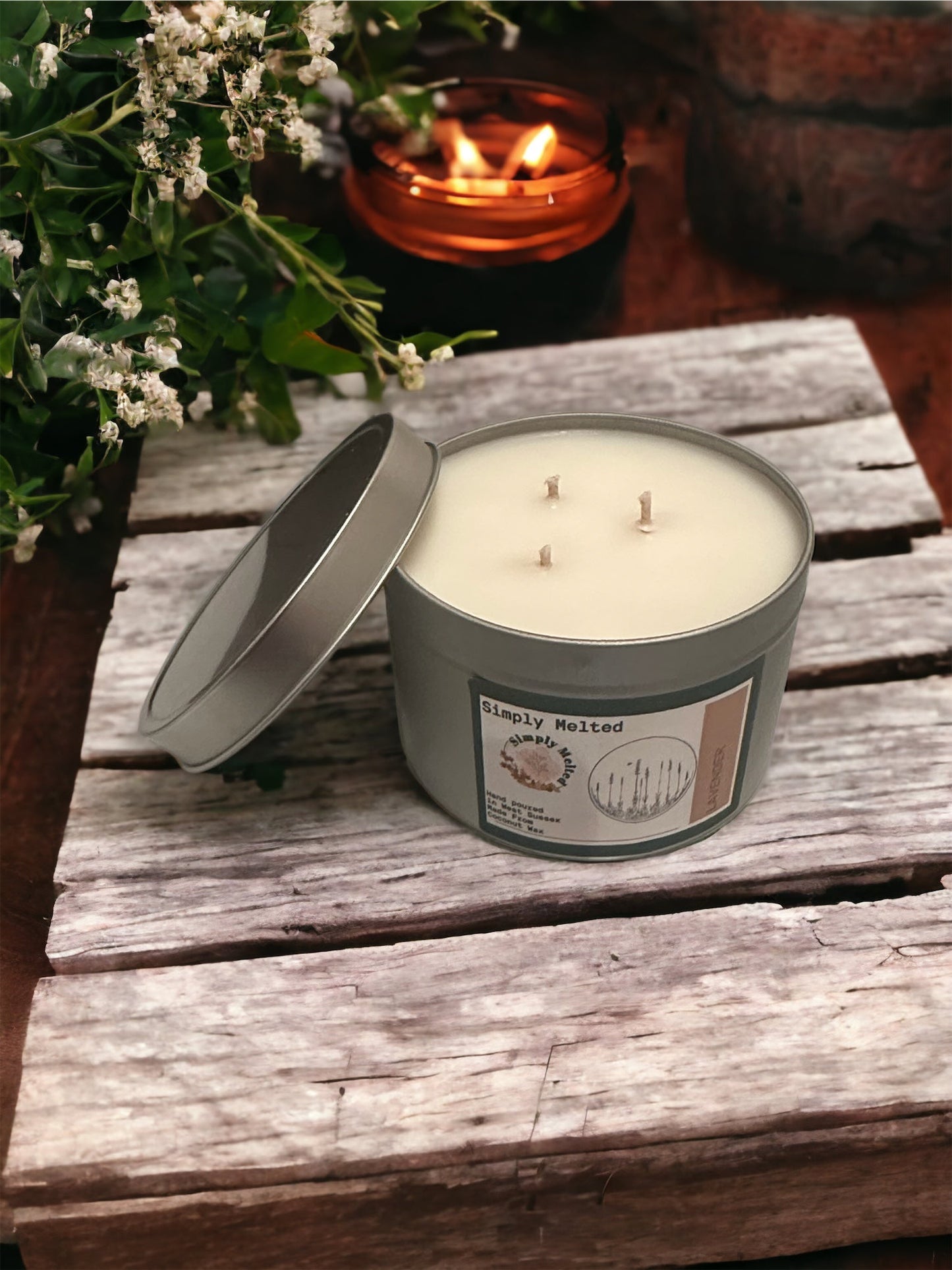 Lavender Three Wick Candle in a Tin - Simply Melted