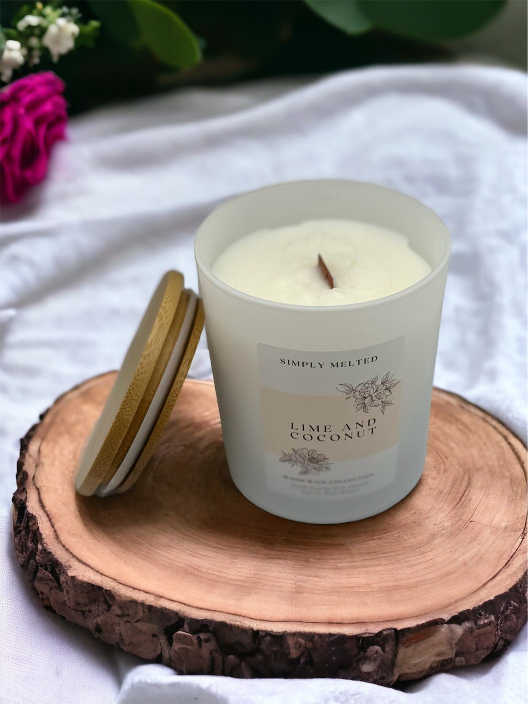 Lime and Coconut Wood Wick Candle - Simply Melted